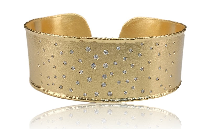 Uniform Object Diamond Open Cuff Bracelet