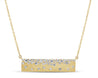 14K Satin Brushed Gold & Diamond Bar Necklace