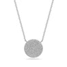 14K White Gold Diamond Pave Disc Necklace