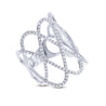 White Gold Diamond Pave Tall Open Pattern Ring