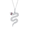 White Gold Diamond Pave & Ruby Serpentine Pendant Necklace