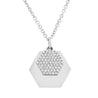 White Gold Diamond Pave Double Hexagon Disc Necklace
