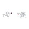 Contemporary 14K White Gold Diamond and Ruby Serpentine Studs