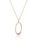 14K Brushed Yellow Gold And Diamond Oval Necklace